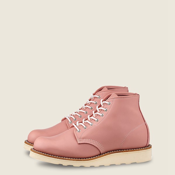 Heritage Støvler Dame - Red Wing 6-Inch Round Toe - Short Boundary Læder - Lyserød - ZQRNDE-148